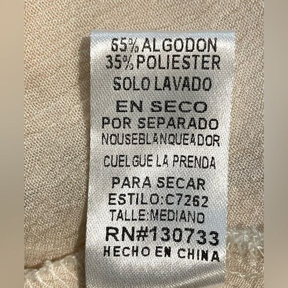 Umgee Eggshell White Long Sleeve Midi Dress with Navy Embellishments Size Medium - Picture 9 of 10